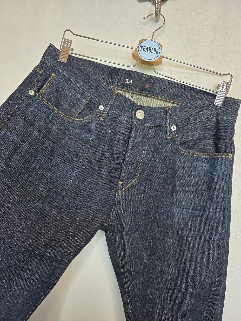 3x1 NYC Selvedge Denim Jeans Made in USA Dark Wash Cuffed Straight Leg Size 33